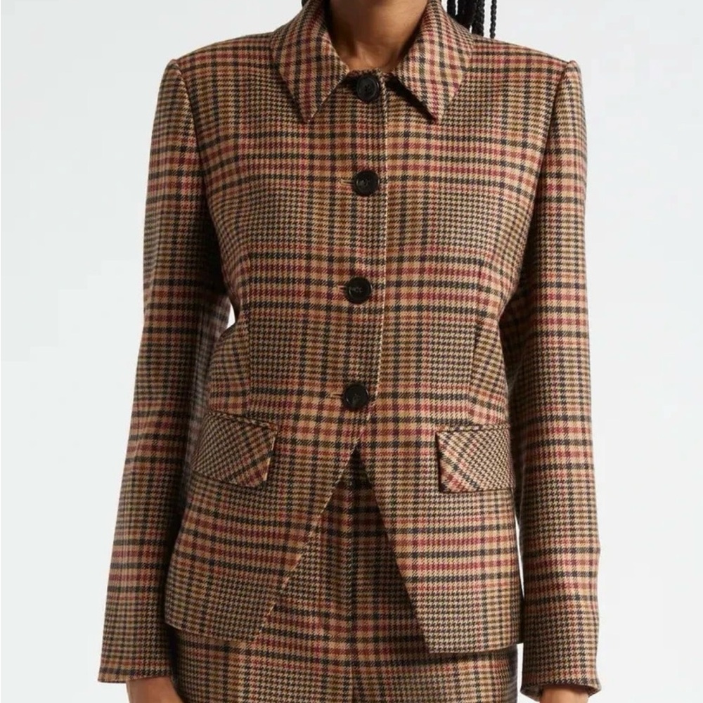 Veronica Beard Aire Houndstooth Check Wool Dickey Jacket